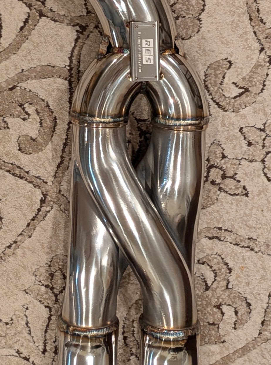 RES Z-pipe X-section detail — twisted polished stainless before install